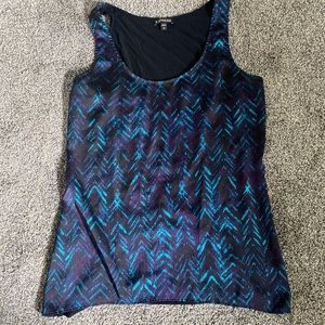 Express Black and Blue Patterned Tank Top